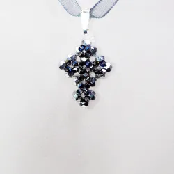 Pendant 30cm - Phoebe-Gray Organza - Pendant 30cm - Laiton argenté